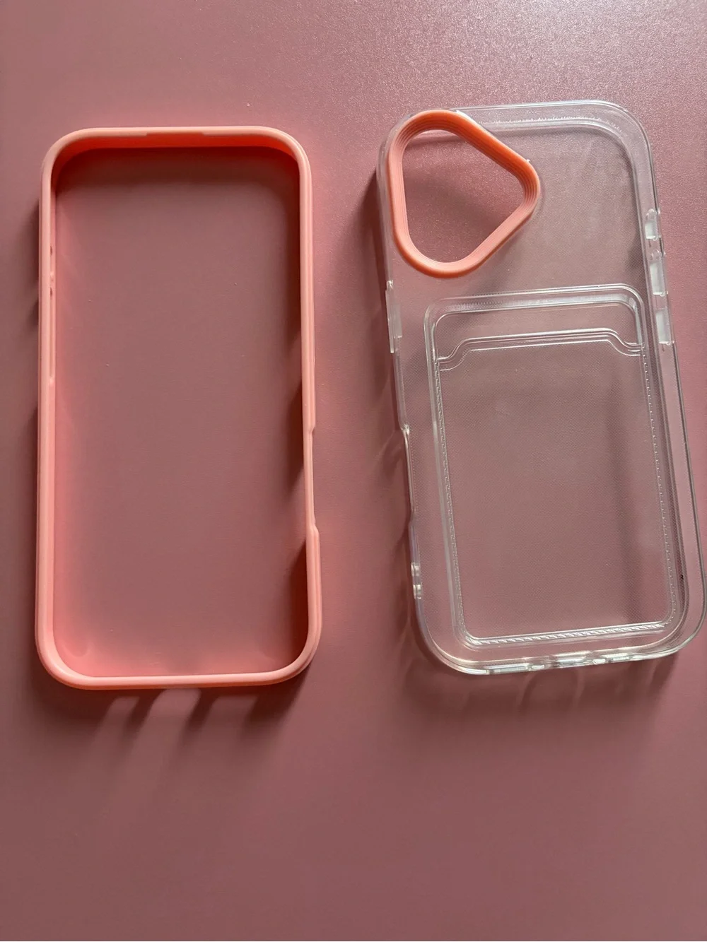 Pink Clear Protective iPhone 17 Case with Card Slot